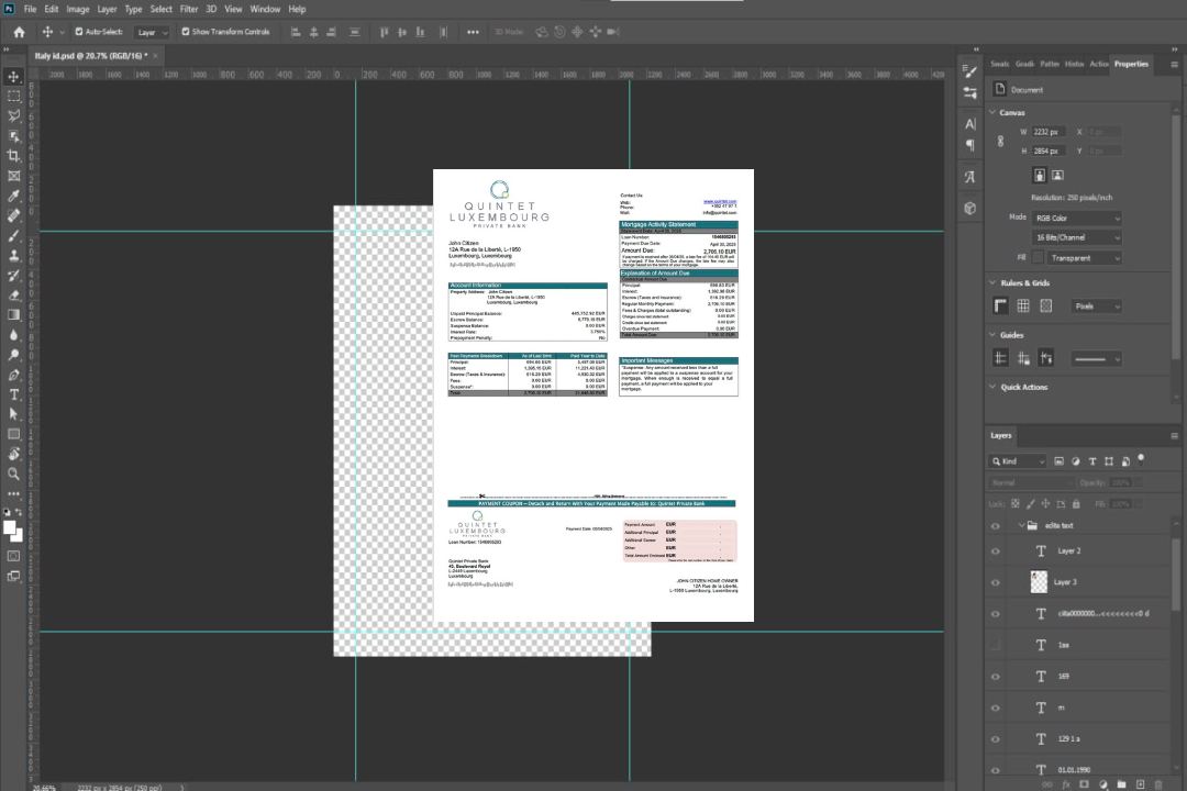 Relevé hypothécaire de Luxembourg Quintet Banque Privée Modèle Word et PDF template